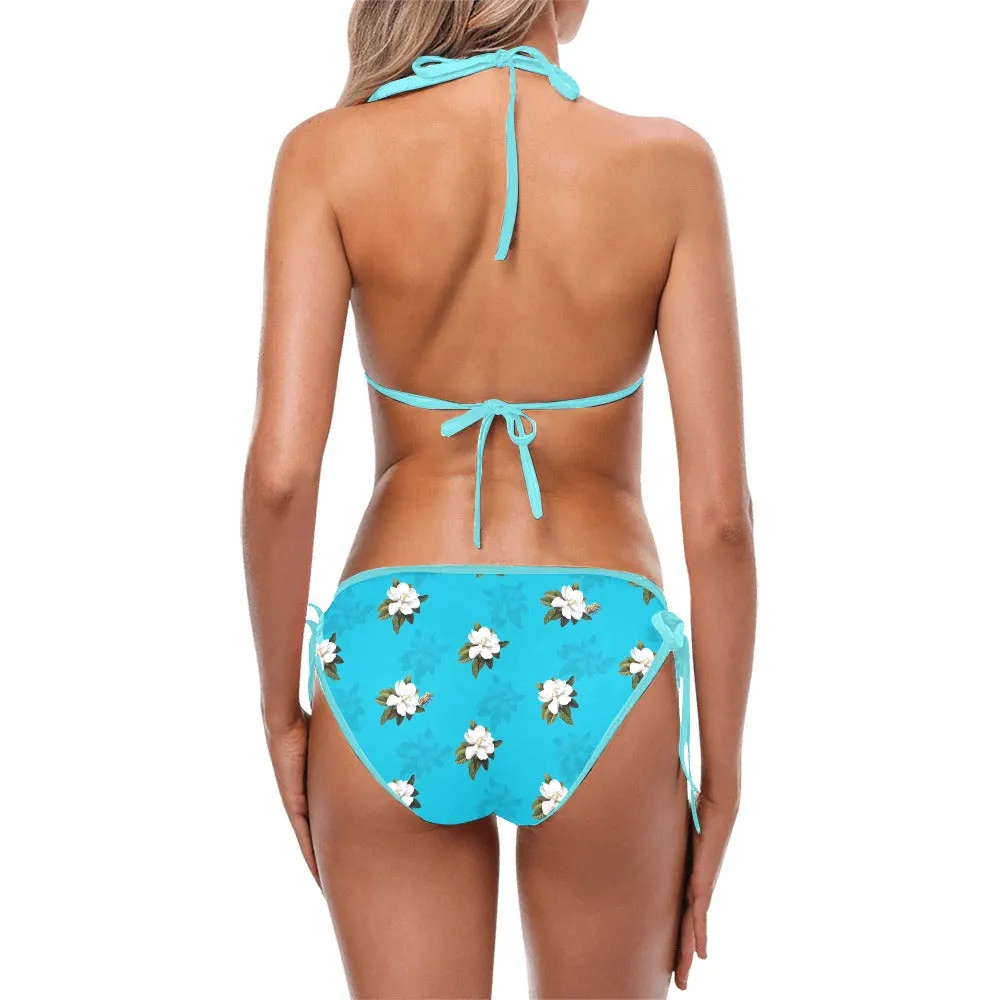 mag blue sil print Custom Bikini Swimsuit (Model S01)