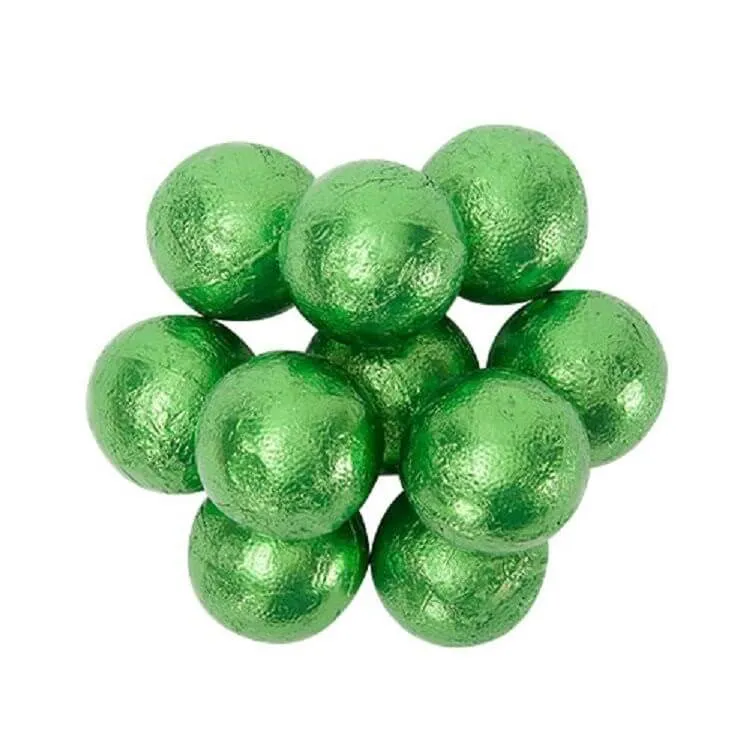 Milk Chocolate Green Foil Balls 1.5lbs | 1ct