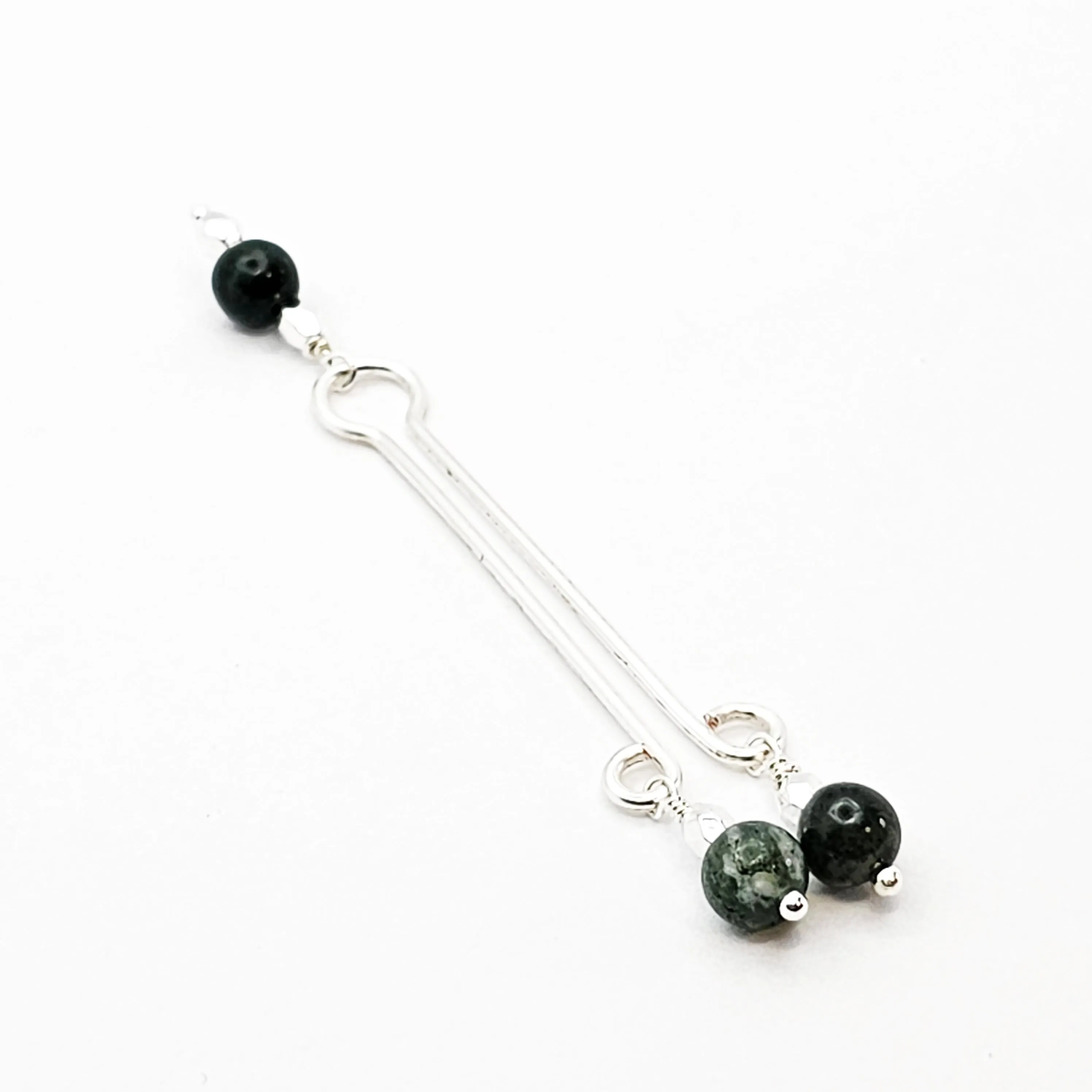 Nipple Ring and Labia Clip with Jasper, Matching Set, Non Piercing. Not Pierced Intimate Body Jewelry for Women.