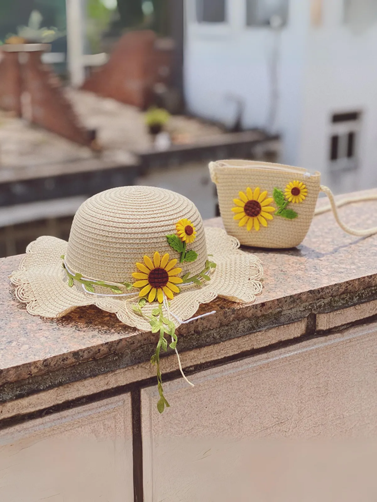 Playful Blooms Sunflower Straw Hat Set