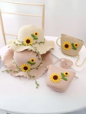 Playful Blooms Sunflower Straw Hat Set