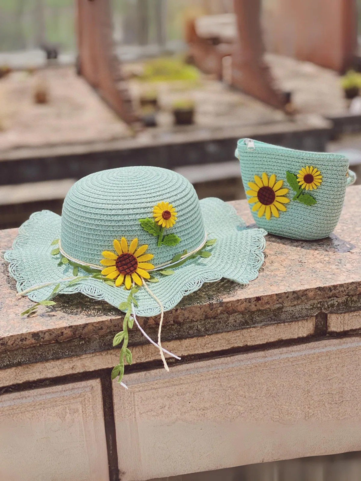 Playful Blooms Sunflower Straw Hat Set