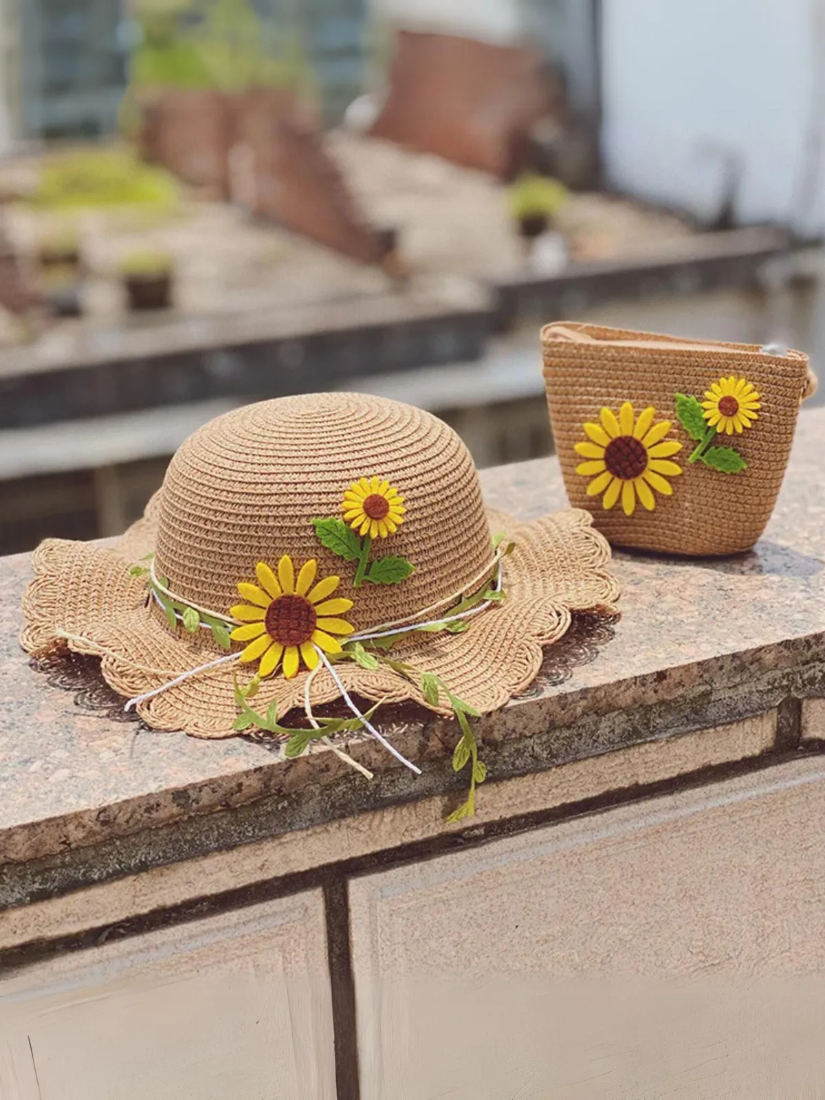 Playful Blooms Sunflower Straw Hat Set