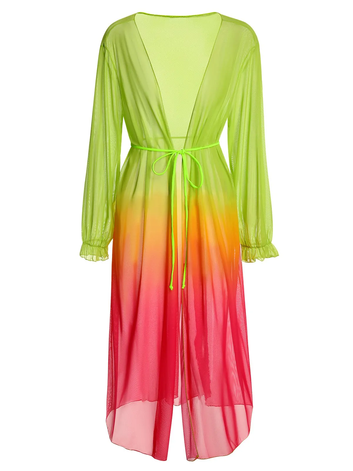 [Plus Size] Multicolor 1960s Gradient Color Long Cover Up