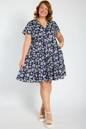 Popping Navy Daisy Dress