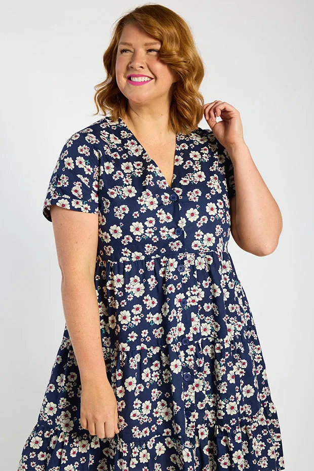 Popping Navy Daisy Dress