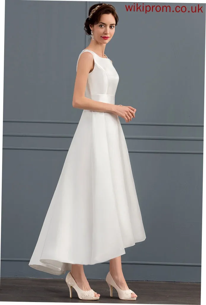 Satin Wedding A-Line Dress Square Asymmetrical Tamara Wedding Dresses