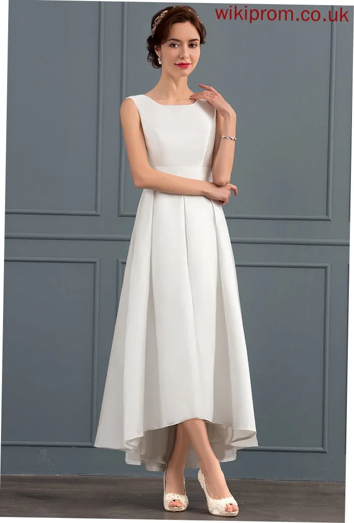 Satin Wedding A-Line Dress Square Asymmetrical Tamara Wedding Dresses