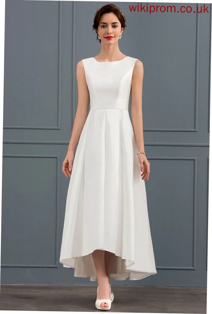 Satin Wedding A-Line Dress Square Asymmetrical Tamara Wedding Dresses