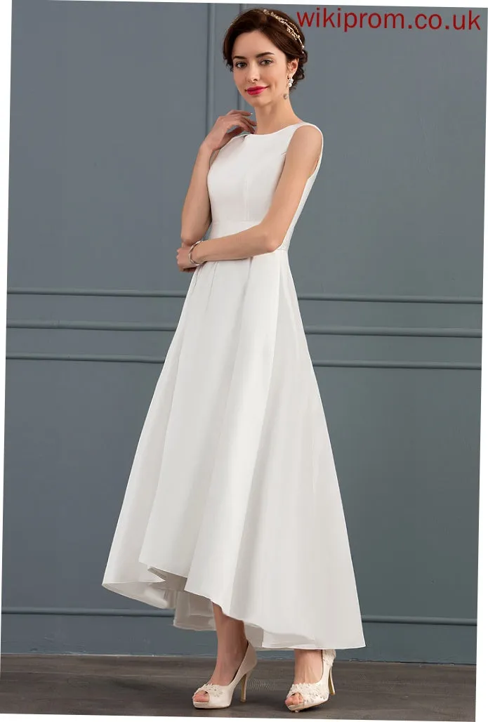 Satin Wedding A-Line Dress Square Asymmetrical Tamara Wedding Dresses