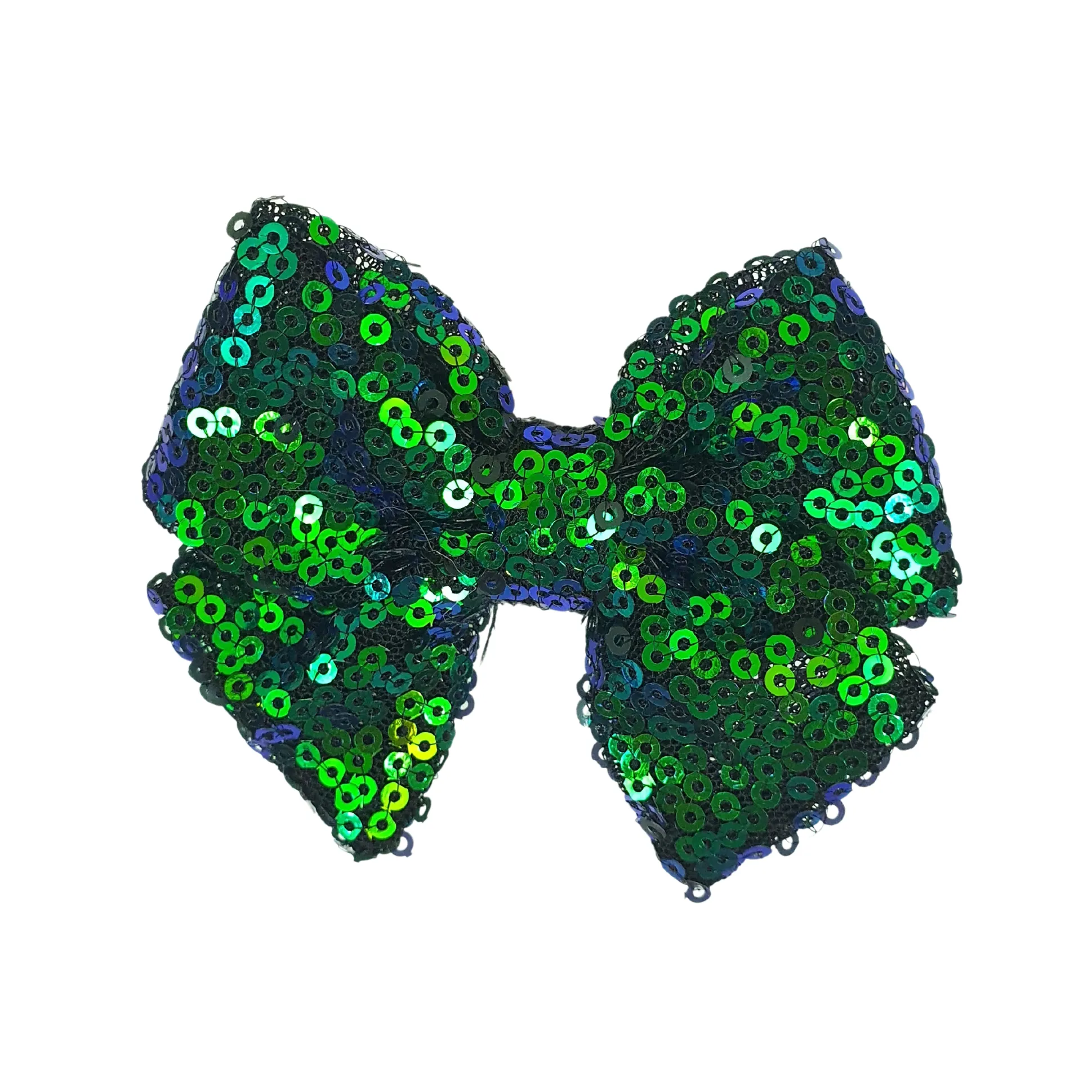 Sequined School Bow Alligator Hair Clip- Dark Green