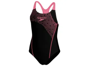 Speedo Medley Logo Medalist Ladies Swimsuit (Black/Pink)