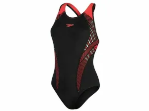 Speedo Placement Laneback Ladies Swimsuit (Black/Red)