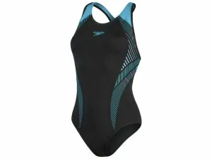 Speedo Placement Laneback One Piece Ladies Swimsuit (Black/Blue)