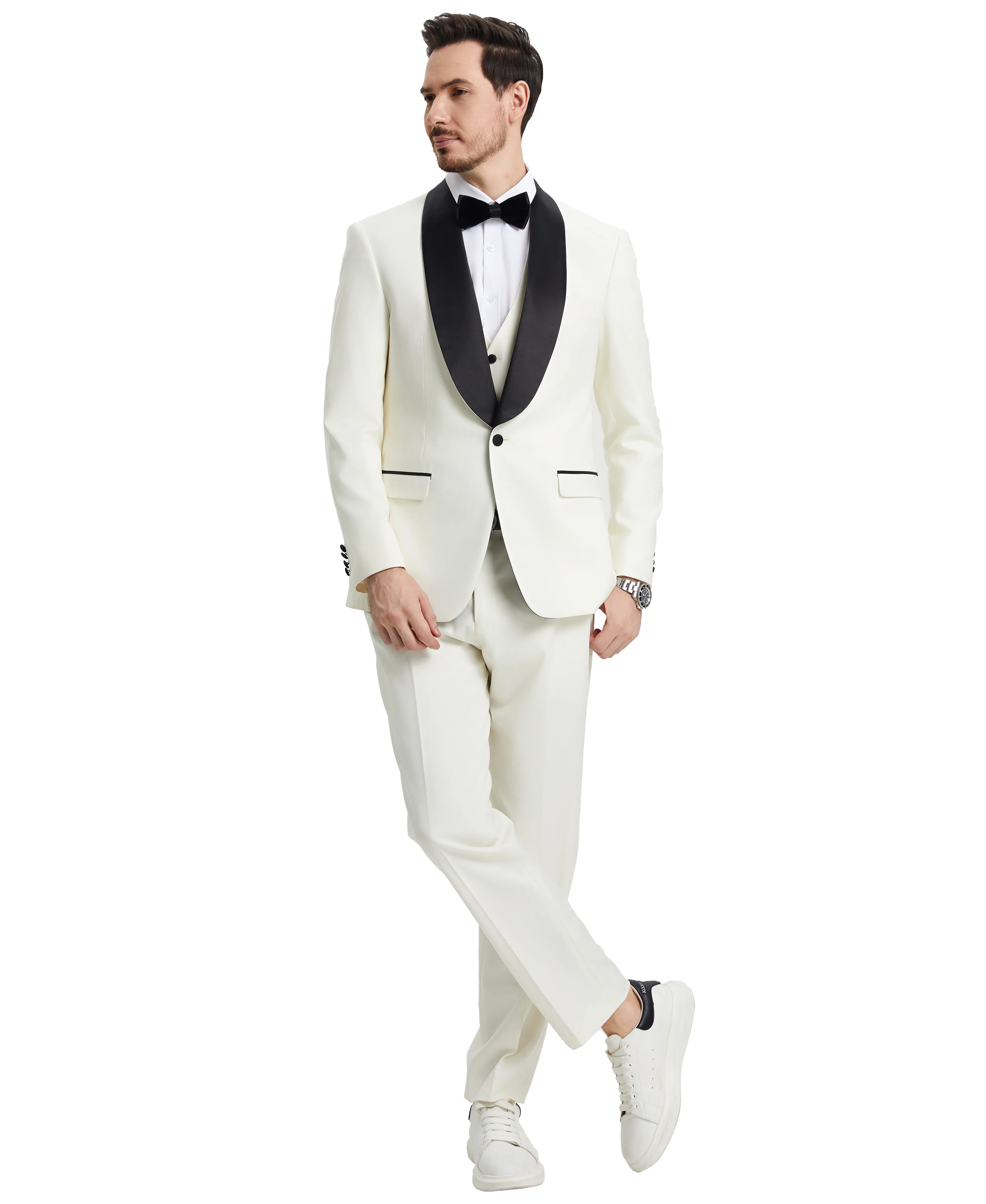 Stacy Adams Hybrid-Fit Vested Tuxedo, Ivory