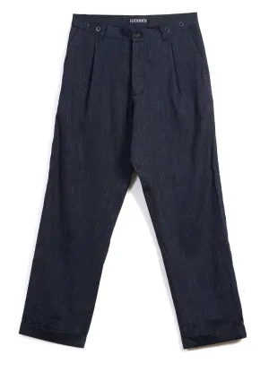 SUNE | Pleated Wide Cut Trousers | Navy Melange