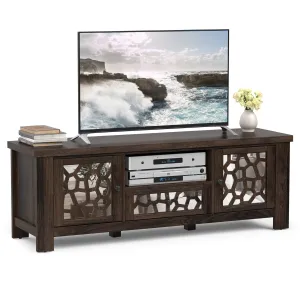 Tangkula TV Stand for 60 Inch TVs, Retro Entertainment Center, TV Console Cabinet w/Open Shelf & Drawer & Cable Hole