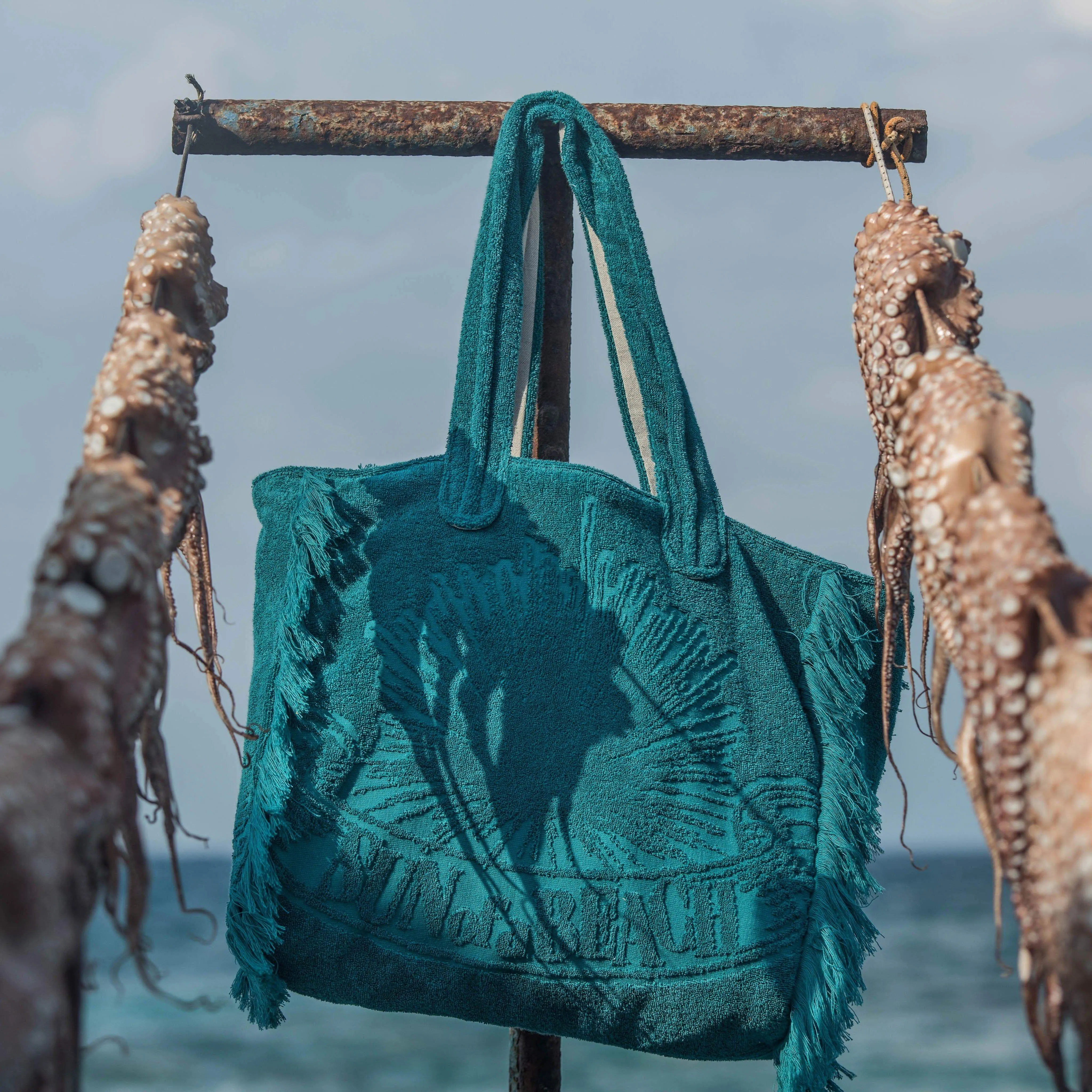 Teal | Terry Tote Beach Bag