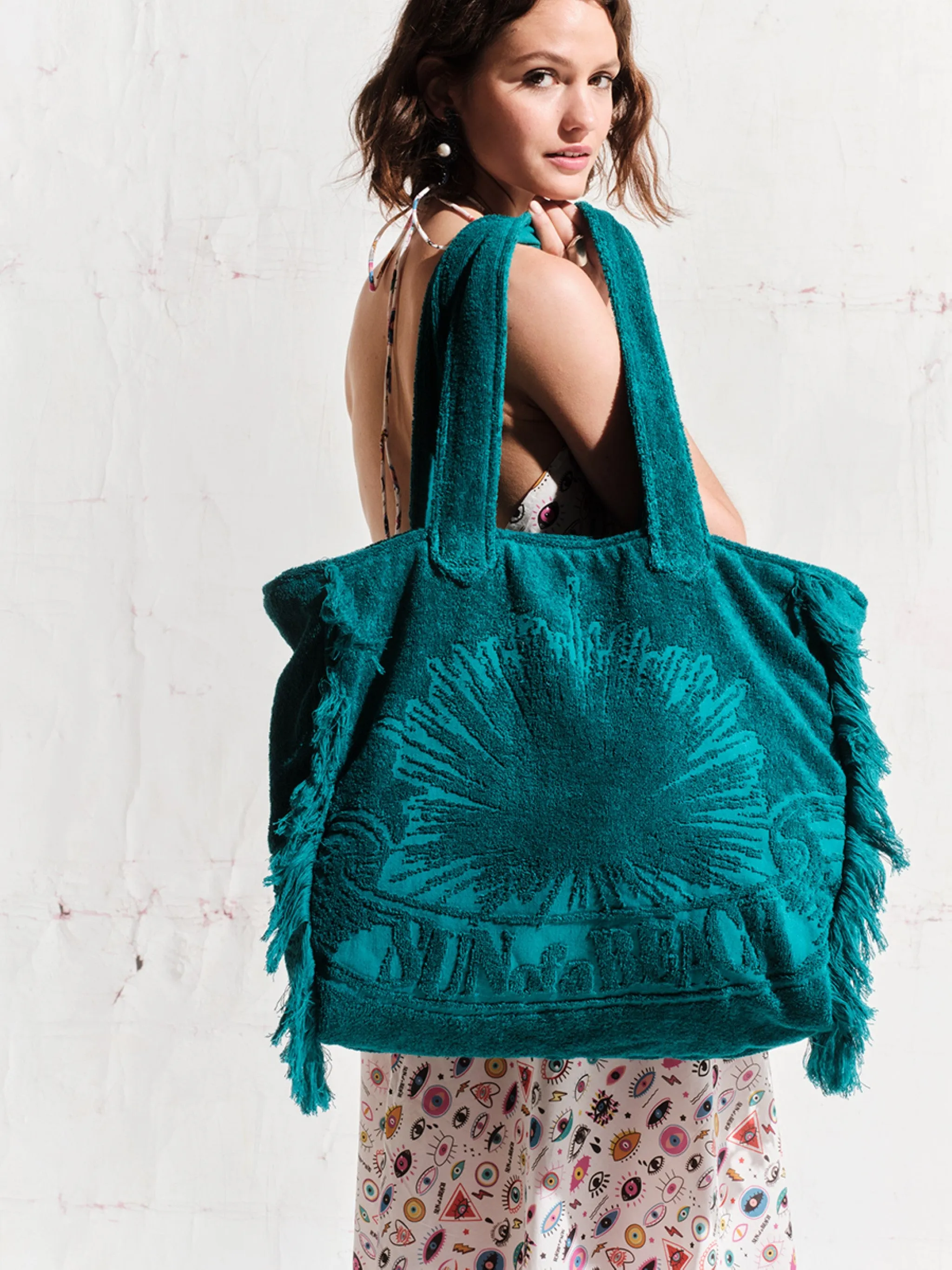 Teal | Terry Tote Beach Bag