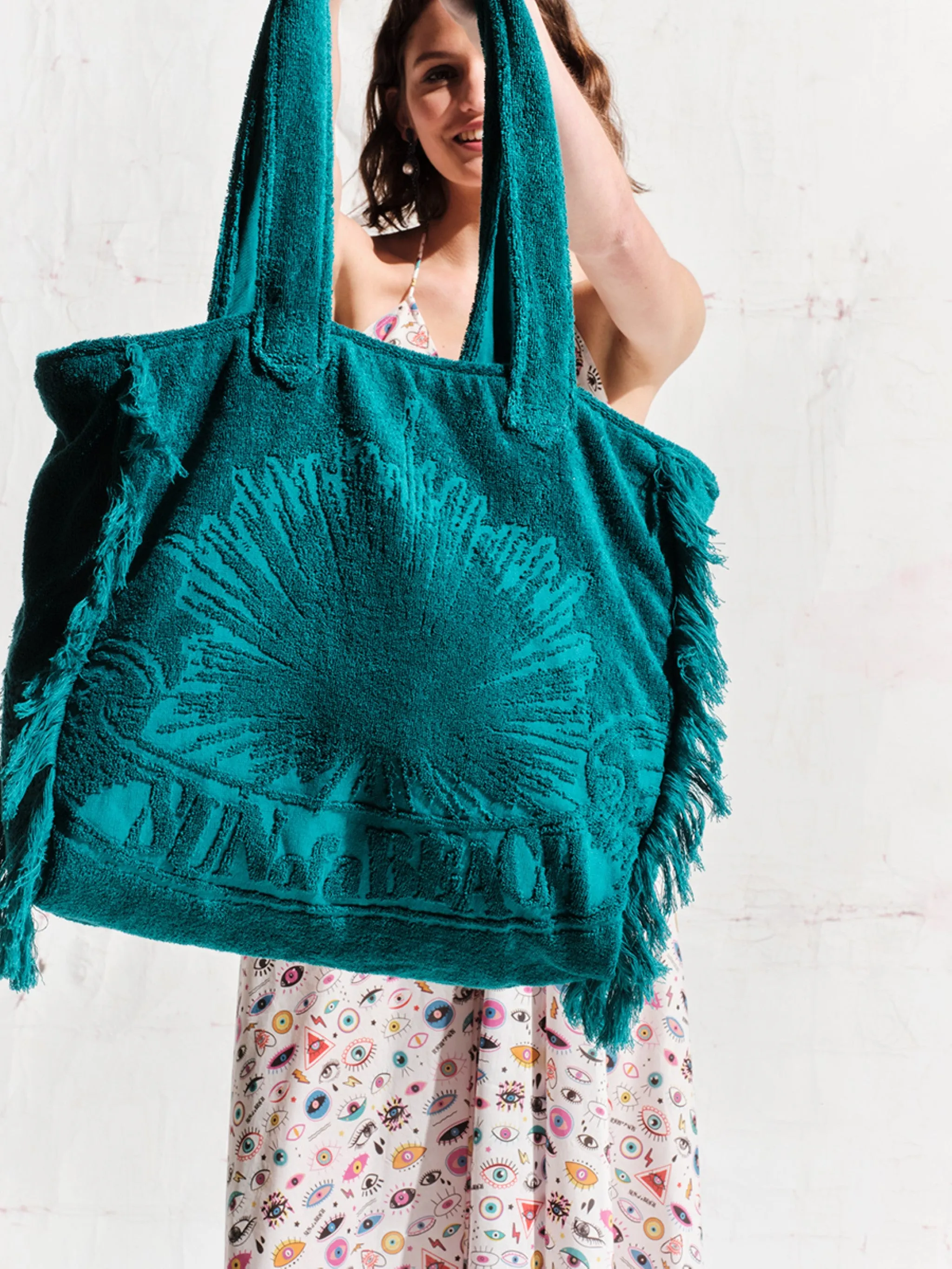 Teal | Terry Tote Beach Bag