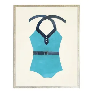 Teal with Navy Belt Bathing Suit Artwork