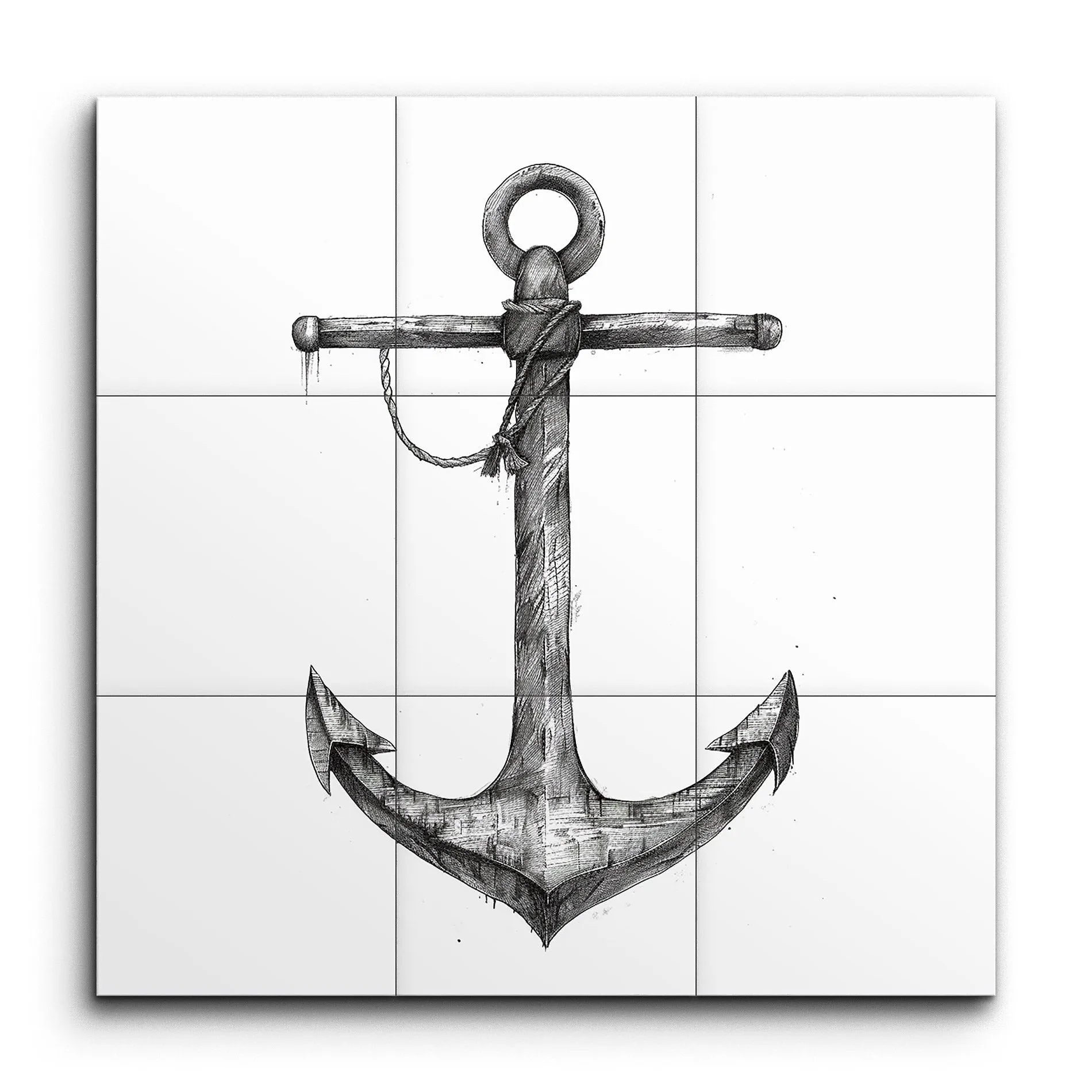 Timeless Nautical Anchor: Monochrome Maritime Art