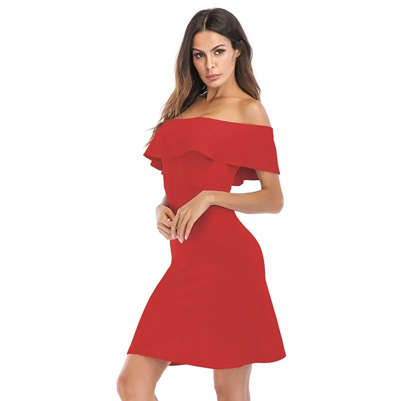 VenusFox Womens Vintage Sexy Summer Off Shoulder Dress