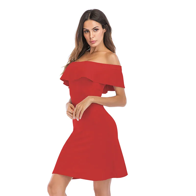 VenusFox Womens Vintage Sexy Summer Off Shoulder Dress