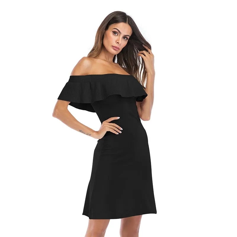 VenusFox Womens Vintage Sexy Summer Off Shoulder Dress