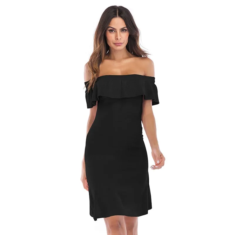 VenusFox Womens Vintage Sexy Summer Off Shoulder Dress