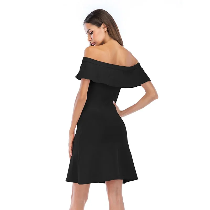 VenusFox Womens Vintage Sexy Summer Off Shoulder Dress