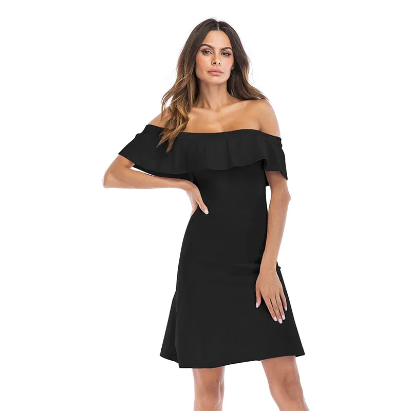 VenusFox Womens Vintage Sexy Summer Off Shoulder Dress