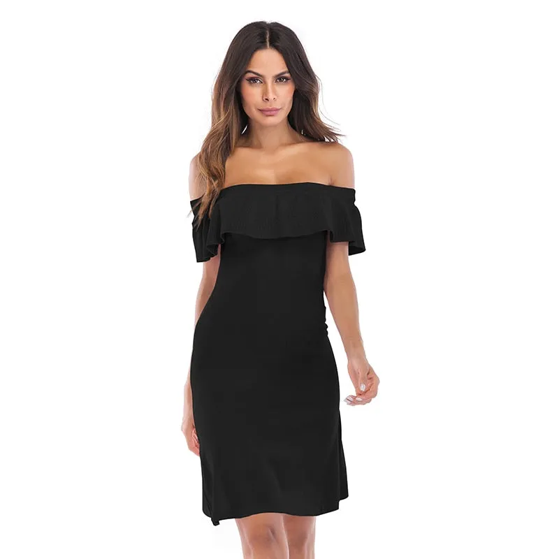 VenusFox Womens Vintage Sexy Summer Off Shoulder Dress