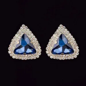 Waltzing Blue Bold Trillion Stone Stud Earrings