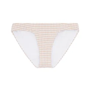 women's brown crinkle gingham low waisted bikini bottom